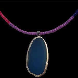 Rin's Unique Boutique - Handmade - Beaded - Bisexual Pride - Necklace
